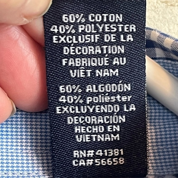 Chaps Ralph Lauren Blue Gingham Crest Button Up Shirt Sz XL Dress or Casual - Picture 5 of 15